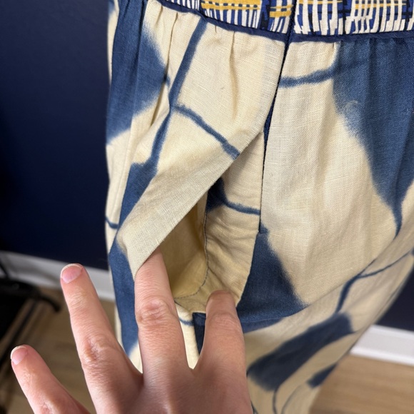 Anthropologie Maeve Boho Shibori Tie Dye Strapless Dress, Blue & Tan, Size 8 - Picture 6 of 15